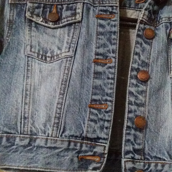 Adjustable Cropped Denim Jacket Jean Coats Size M - Picture 6 of 14